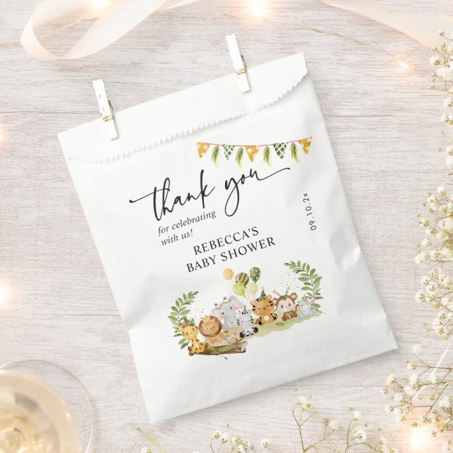 Cute Safari Animals Baby Shower Brunch Party Favour Bag (Clipped)