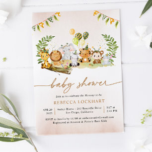 Cute Safari Animals Baby Shower Invitation