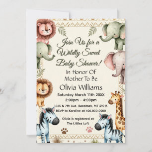 Cute Safari Animals Baby Shower Invitation