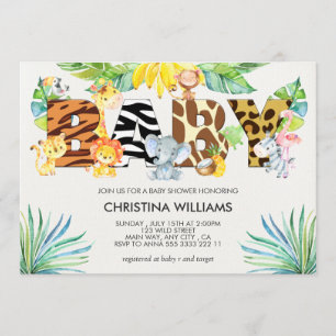 Cute Safari Animals Baby Shower Invitation