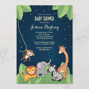 Cute Safari Animals Baby Shower Invitations
