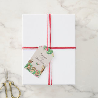 Cute Safari Animals Baby Shower Monogram Gift Tags