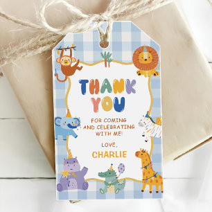 Cute Safari Animals Boy 1st Birthday Gift Tags
