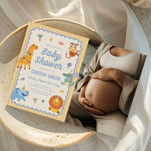Cute Safari Animals Boy Baby Shower Photo Invitation