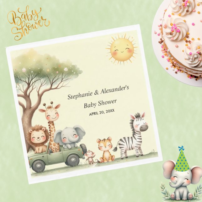 Cute safari animals gender neutral baby shower napkin (Creator Uploaded)