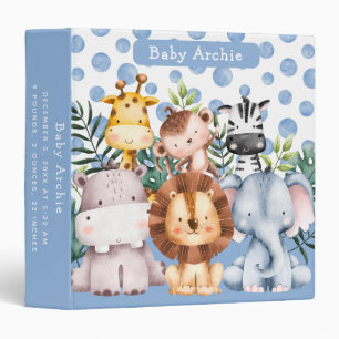 Cute Safari Animals Jungle Baby Photo Album 3 Ring Binder