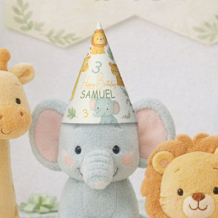 Cute Safari Animals Jungle Kids Birthday  Party Hat