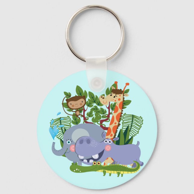 Cute Safari Animals Keychain (Front)