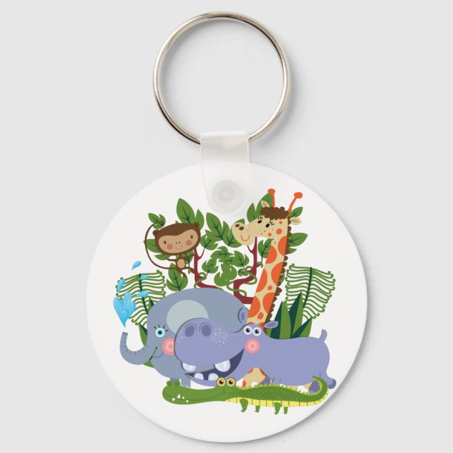 Cute Safari Animals Keychain (Front)