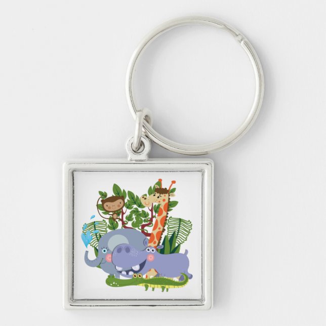 Cute Safari Animals Keychain (Front)