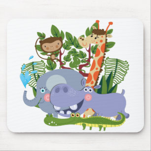 Cute Safari Animals Mouse Pad
