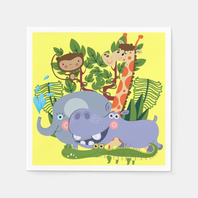 Cute Safari Animals Napkin (Front)