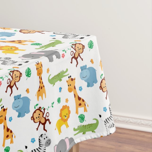 Cute Safari Animals Nursery Pattern Tablecloth (In Situ)