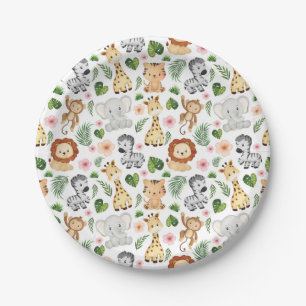 Cute Safari Animals Paper Plate