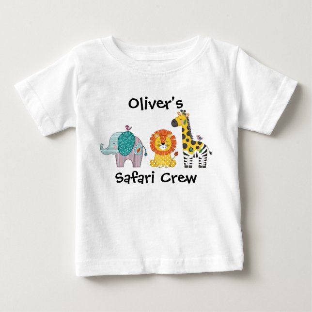 Cute Safari Animals Patchwork Baby T-Shirt (Front)