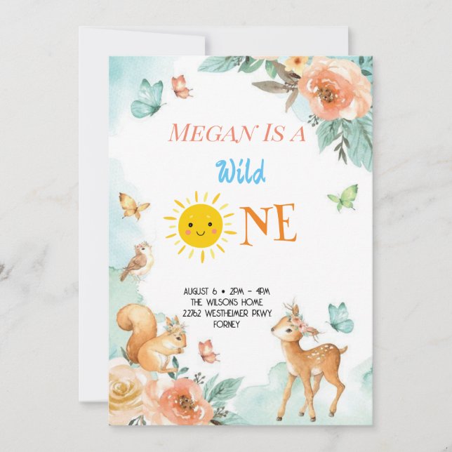 Cute Safari Animals primer cumpleaños Invitation (Front)