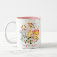 Cute Safari Animals Watercolor Blush Pink Floral