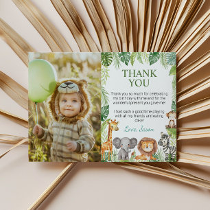 Cute Safari Animaux Anniversaire Photo Carte de re