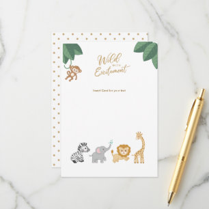 Cute Safari Animaux Cartes d'insertion vides