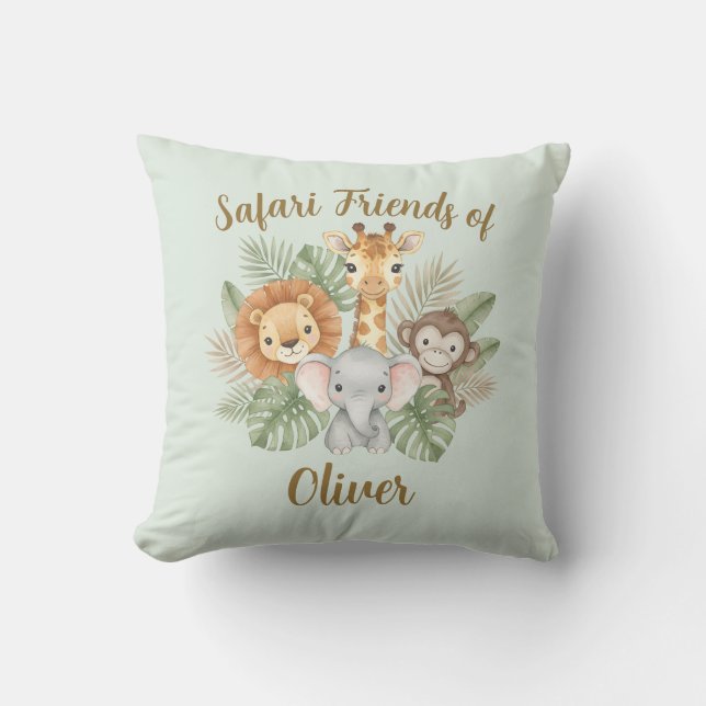 Cute Safari Baby Animals  Throw Pillow (Front)