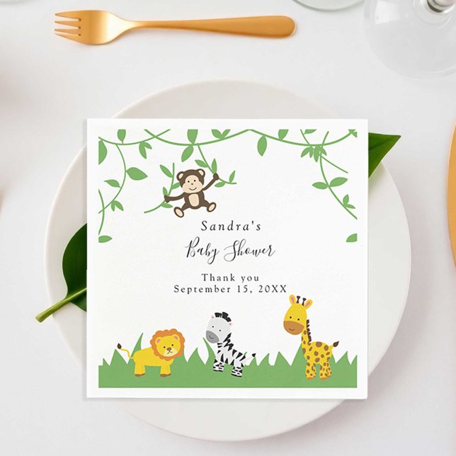 Cute Safari Baby Shower Background Jungle Animals Napkin (Creator Uploaded)