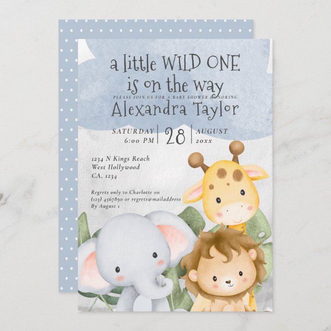Cute Safari Baby Shower Personalized Invitation (Front/Back)