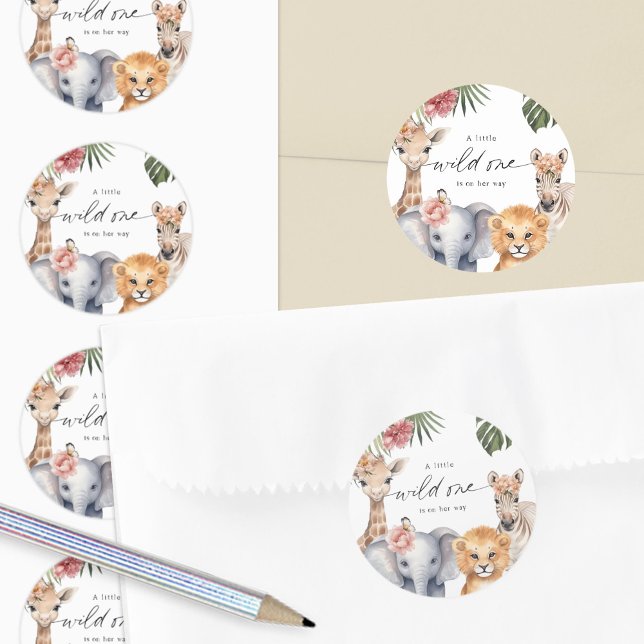 Cute Safari Bébé Animaux Fille Douche autocollants (Créateur téléchargé)