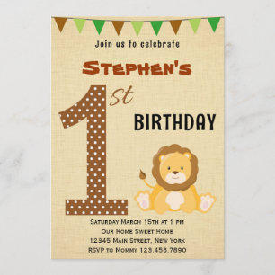 Cute Safari First Birthday Invitation