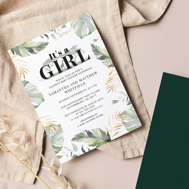 Cute Safari Giraffe Couples Girl Baby Shower Invitation (Creator Uploaded)