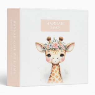 Cute Safari Giraffe Floral Baby Photo Album Binder