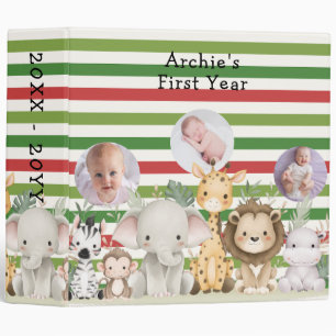 Cute Safari Jungle Animal 3 Baby Boy Photos Album Binder