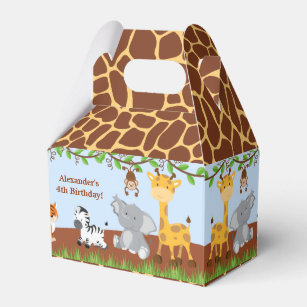 Cute Safari Jungle Animal Boy Gable Favour Box