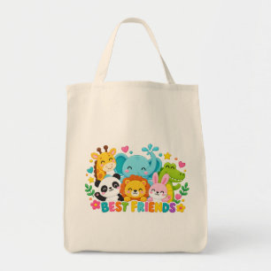 Cute Safari Jungle Animals Best Friends Natural Ca Tote Bag