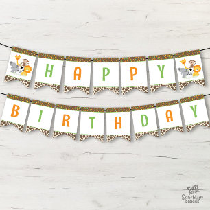 Cute Safari Jungle Animals Birthday bunting banner