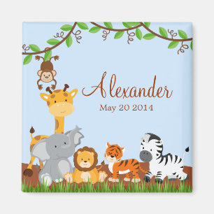 Cute Safari Jungle Animals Boy Magnet