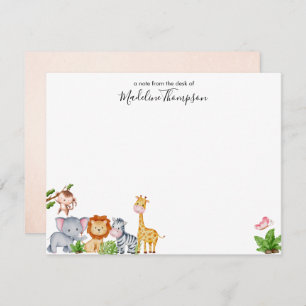 Cute Safari Jungle Animals Kids Elegant Script Card