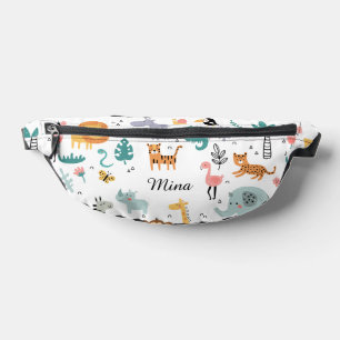 Cute Safari Jungle Animals Personalized Baby Name Fanny Pack