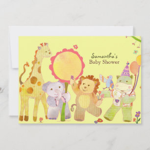 Cute Safari Jungle Baby Animals Baby Shower Invitation