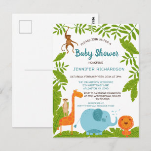 Cute Safari Jungle Baby shower animal Invitation