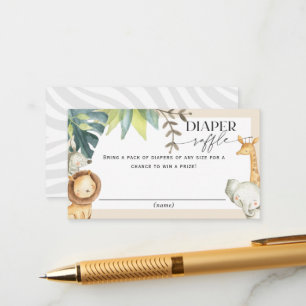 Cute Safari Jungle baby shower diaper raffle Enclo Enclosure Card
