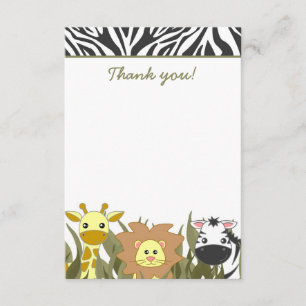 Cute Safari Jungle Baby Shower Flat Thank You Card