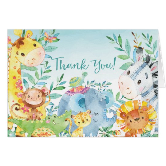 Cute Safari Jungle Baby Shower Thank You Note Card