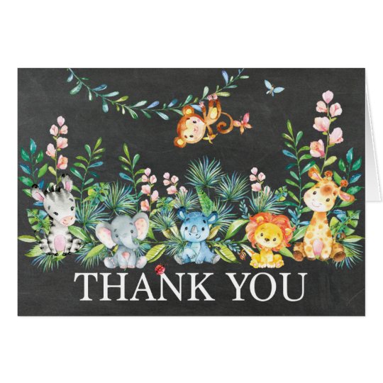 Cute Safari Jungle Baby Shower Thank You Note Card