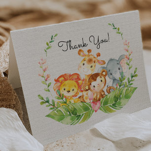 Cute Safari Jungle Baby Shower Thank You Note Card