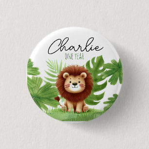 Cute Safari Lion Birthday 1 Inch Round Button