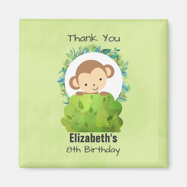 Cute Safari Monkey Birthday Thanks Magnet (Front)