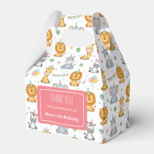 Cute Safari Party Animals Jungle Birthday Favor Box