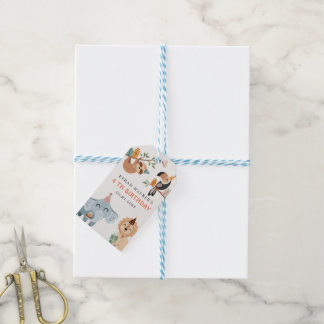 Cute Safari Party Animals Kids Birthday Gift Tags
