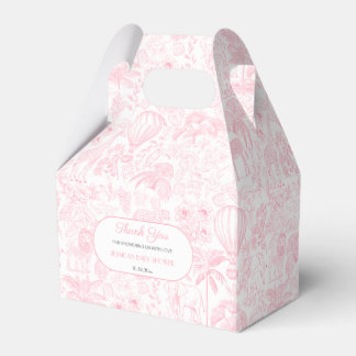 Cute Safari Toile de Jouy Girl Baby Shower Favour Favor Box