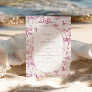 Cute Safari Toile de Jouy   Pink Baby Shower Poster